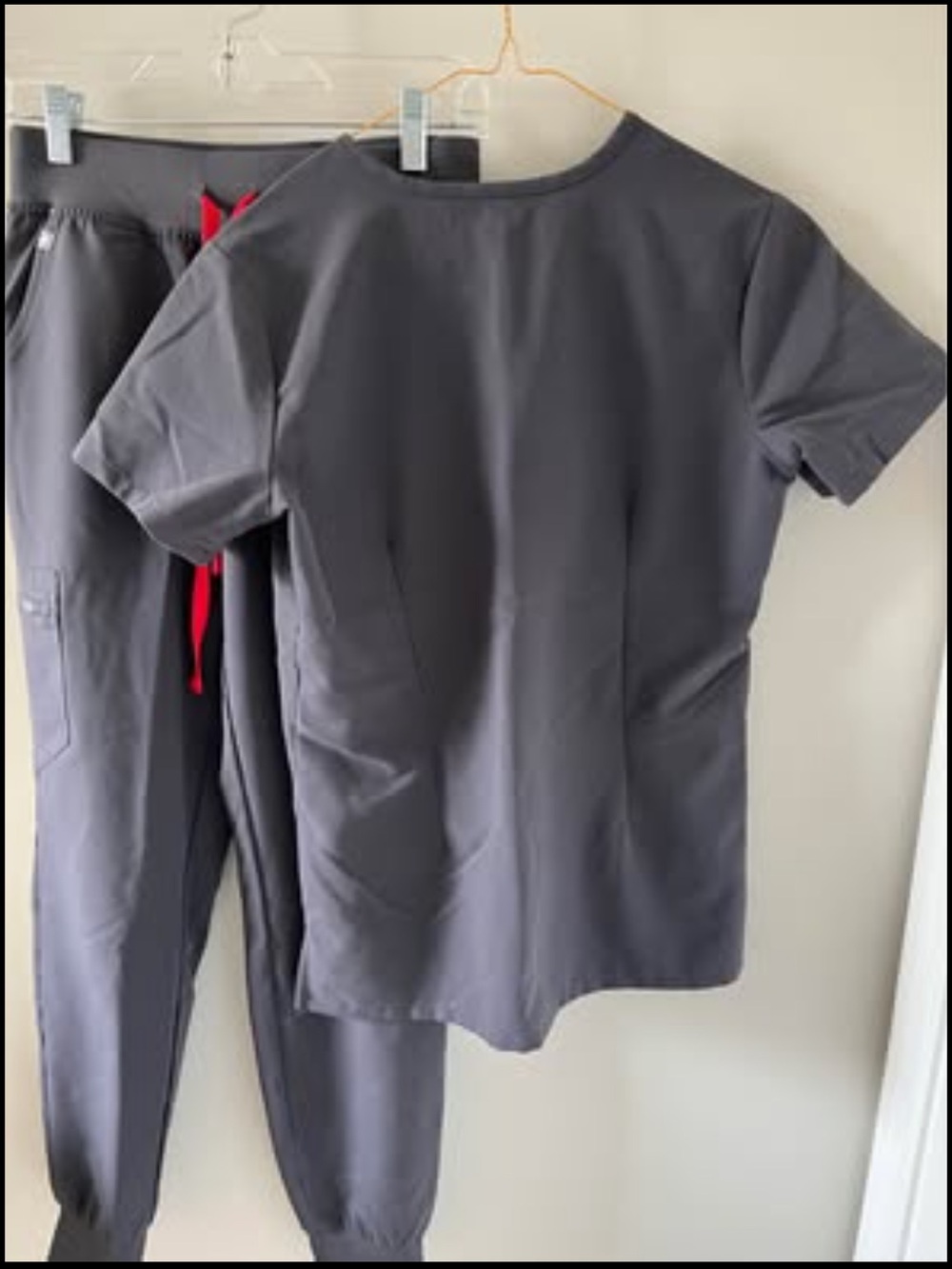 Figs Medical Scrub Set with Red Drawstring Detail - Picture 3 of 7